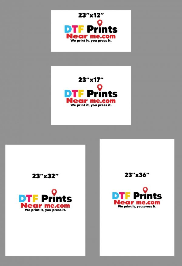 DTF print sizes